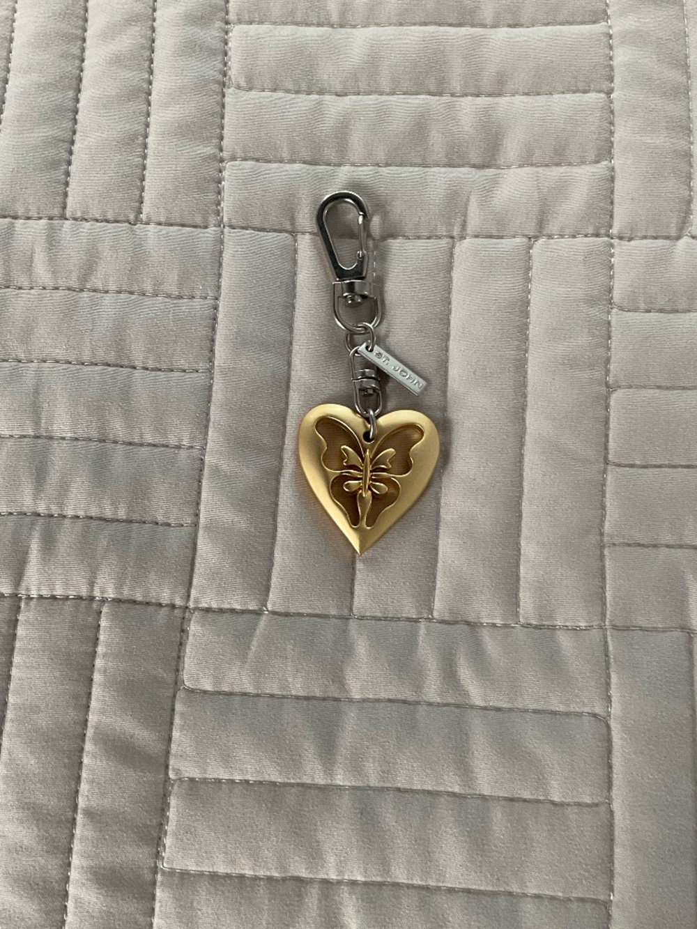 Vintage St.John Purse Bag Keychain Heart & Butterfly Charm